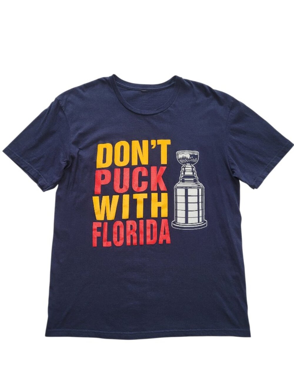 Florida Panthers Stanley Cup T Shirt Don't Puck With Florida NHL Navy Large